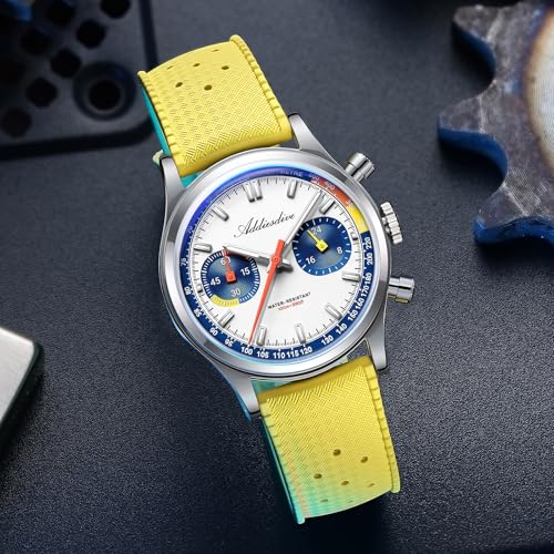 Image of ADDIESDIVE 38 MM Chronograph Watch VK64 Sweep Second Movement Tachymeter Mark FKM Rubber Strap BGW9 Super Lume Colourful Outdoor Sports Watches for Men Women
