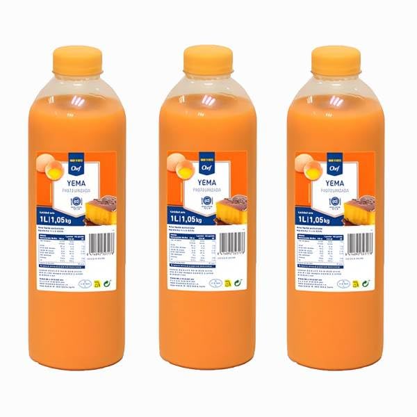 METRO Chef Huevos Liquidos, Huevos Enteros, Claras Pausterizadas, Yemas Pausterizadas Para tu cocina y Postres. (Producto refrigerado) (Yema de huevo botella 1 L, 3 Botellas))