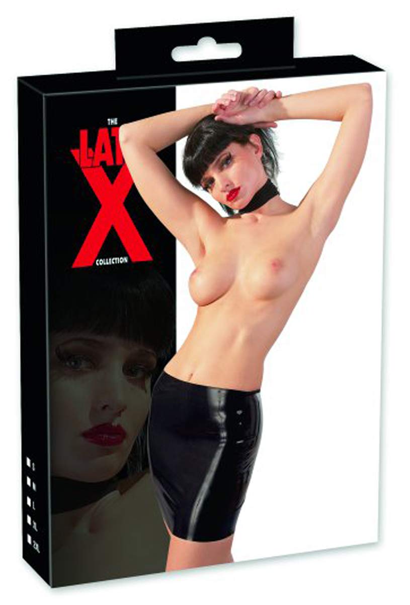 LateX Mini Jupe en Latex Noir Taille M