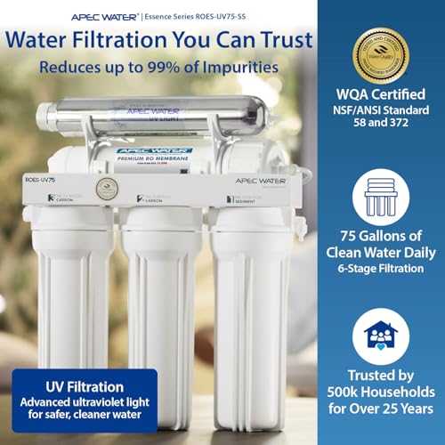 Image of APEC Water ROES-UV75, 6-Stage Under Sink RO Water Filter System, UV, 75 GPD