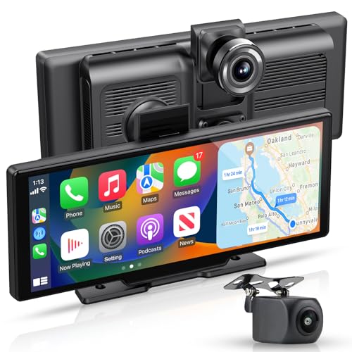 Image of Apple carplay & Android Auto,Wireless Double din 10.26 inch Dash Cam with Front Camera and Backup Camera.GPS Navigation,Mirror Link /Voice Control /Bluetooth for Car RV Pickup Bus Trailer.etc