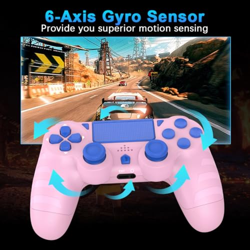 DYONDER Wireless Controller for PS4/Pro/Slim & PC – 1000mAh Battery, 6-Axis Motion Sensor, Audio Jack (PINK) - Image 6