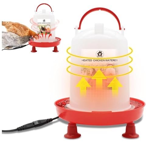 3L Chicken Waterer Heated for Winter Chicken Water Heater with Adjustable Leg Support 35W BPA-Free Heated Poultry Waterer Heavy Duty All in One Heated Waterer for Chicken Coop