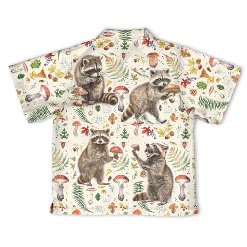 Boys Girls 80s 90s Raccoon Hawaii Shirt Funny Retro Animal Casual Short Sleeve Button Down Shirt Kids Hawaiian Shirt3