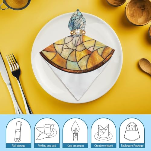 Set de 6 servilletas de tela cuadradas blancas de poliéster miniatura 7