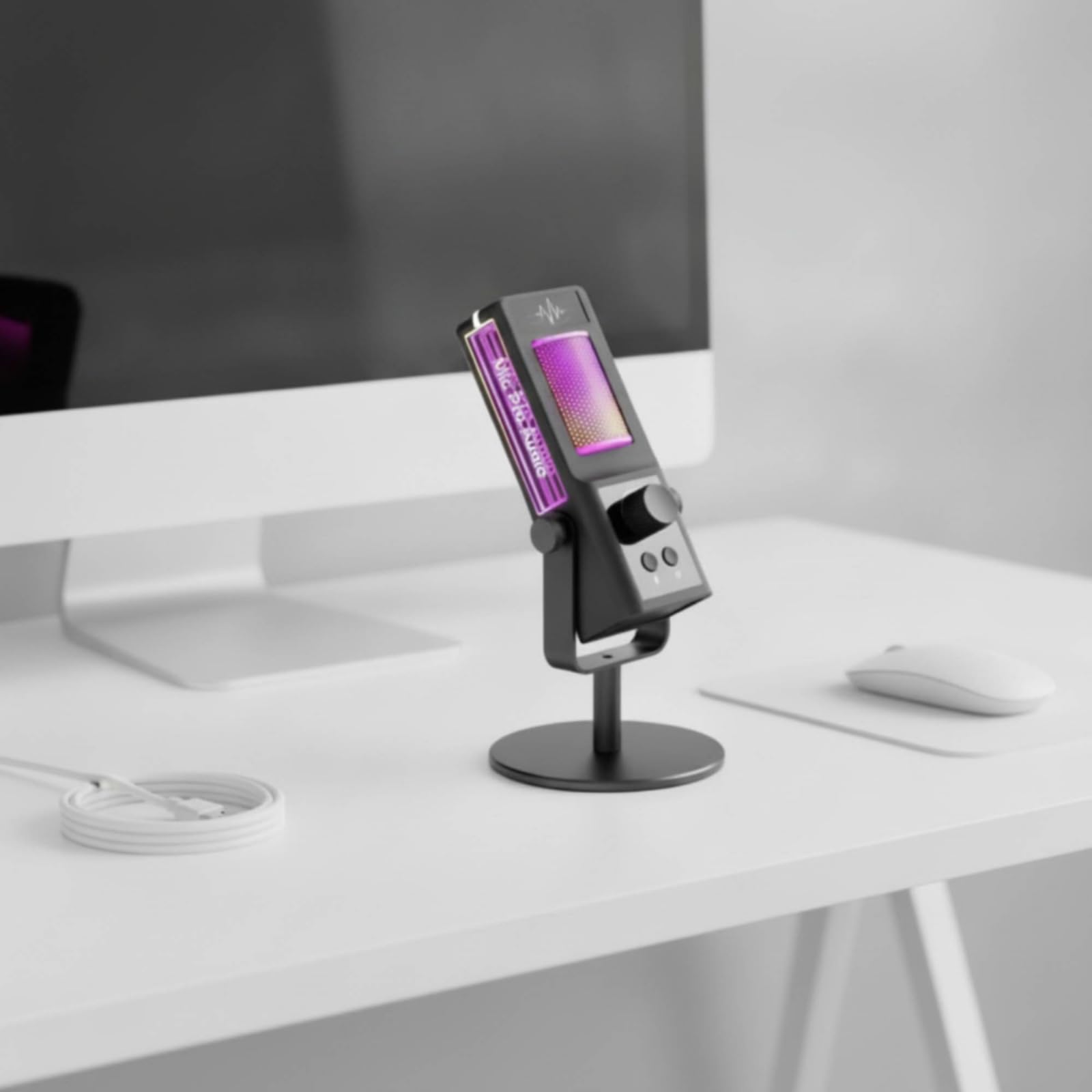 Microfono USB con Supporto Cablato Microfono con Supporto Uniforme per Podcaster, Gaming
