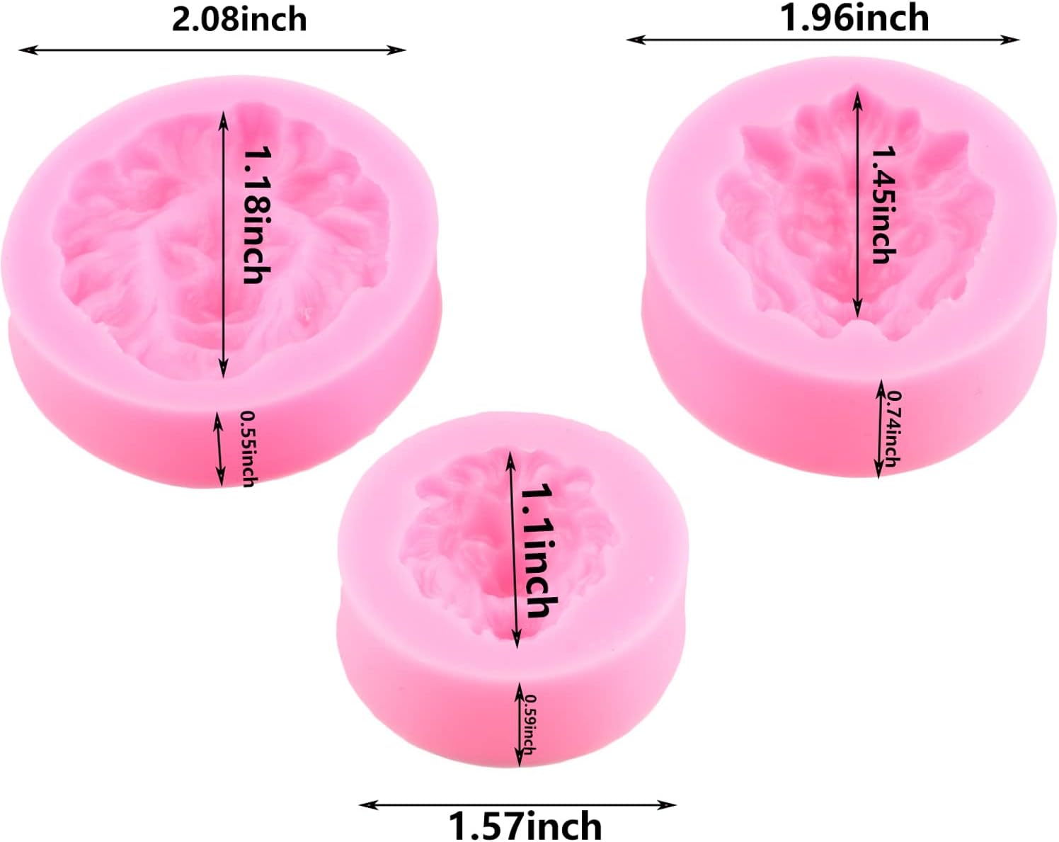 Mujiang 3D Lion Head Silicone Fondant Molds For Cake Decorating Chocolate Candy Clay Soap Candle Set Of 3