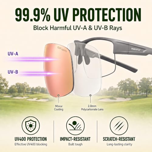 Image of maivnz Golf Sunglasses for Men Women, Golf Ball Finder Glasses, UV400 | HD color-enhancing golf lens, anti-glare, lightweight TR90 frame, adjustable nose pads, impact-resistant, gift-ready box