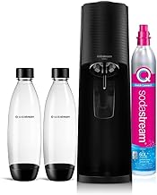sodastream Terra Value Pack Black Gasator with 2 Melted Bottles Dishwasher Safe 1L and 1 Quick Connect CO2 Cylinder for Gassing up to 60L