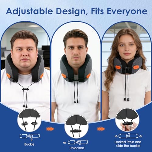 Image of jiaao Travel Pillow Memory Foam Neck Pillow for Airplanes with Adjustable Neck Support, Includes Eye Mask, Earplugs & Storage Bag - Perfect for Flights, Road Trips, and Trains