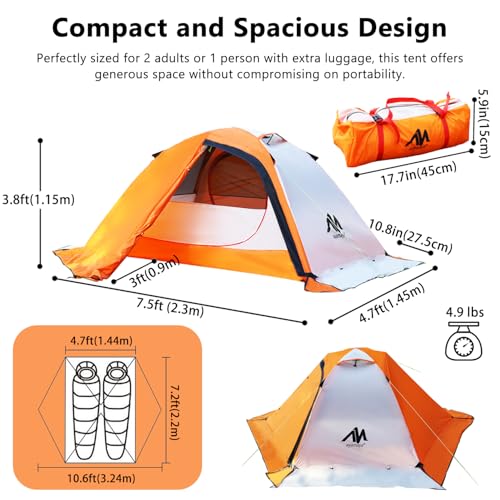 Carpa de camping ligera impermeable para 2 personas miniatura 2