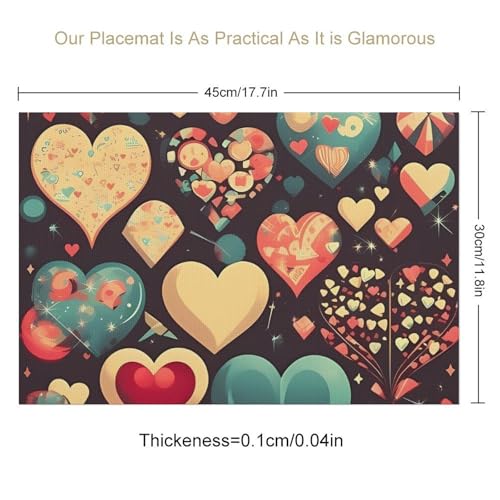 Sets de table Heart Crush Flower de qualité supérieure, lot de 6