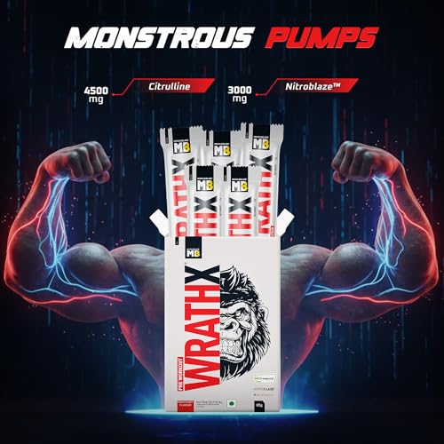 Image of MuscleBlaze Pre Workout WrathX Powder, Fruit Fury, 85g | 5 Servings | With Creapure, NitroBlaze & BioPerine