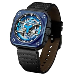 Iron-EX Square Skeleton Automatic Watch Blue