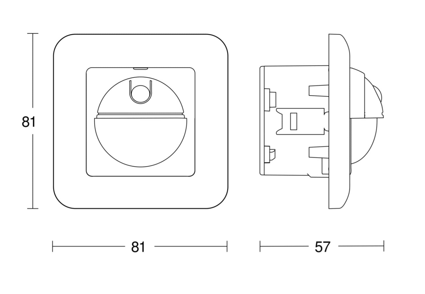 Steinel IR 2180 UP ECO Interruptor-sensor de movimiento integrado, en color blanco, con detección de 180°, consumo de 200 W y montaje en pared empotrable con conexión de 2 y 3 cables