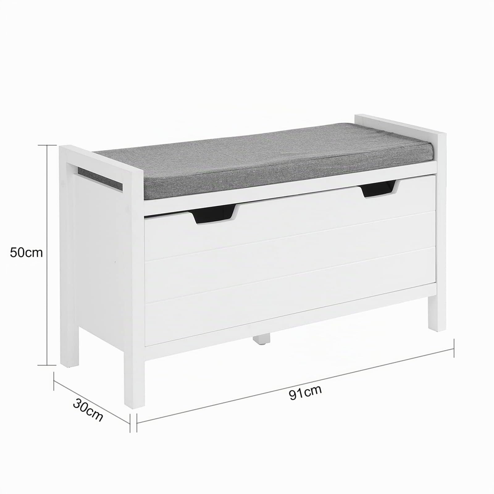 SoBuy Panca scarpiera con cuscino 91x30x50cm per ingresso | Cassapanca contenitore in MDF melaminato con cuscino 5cm, carico 120kg, bianco elegante FSR97-W