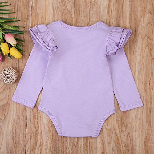 Infant Baby Girl Basic Ruffle Long Sleeve Cotton Romper Bodysuit Tops Clothes4