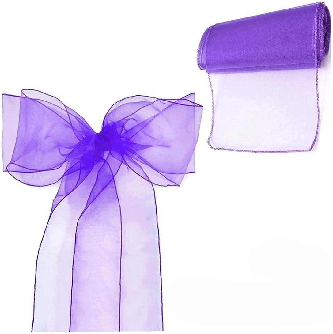Namvo 10 lazos de organza para sillas, color morado, más anchos, para bodas, fiestas, eventos, decoración de cumpleaños, no incluye la funda blanca para silla