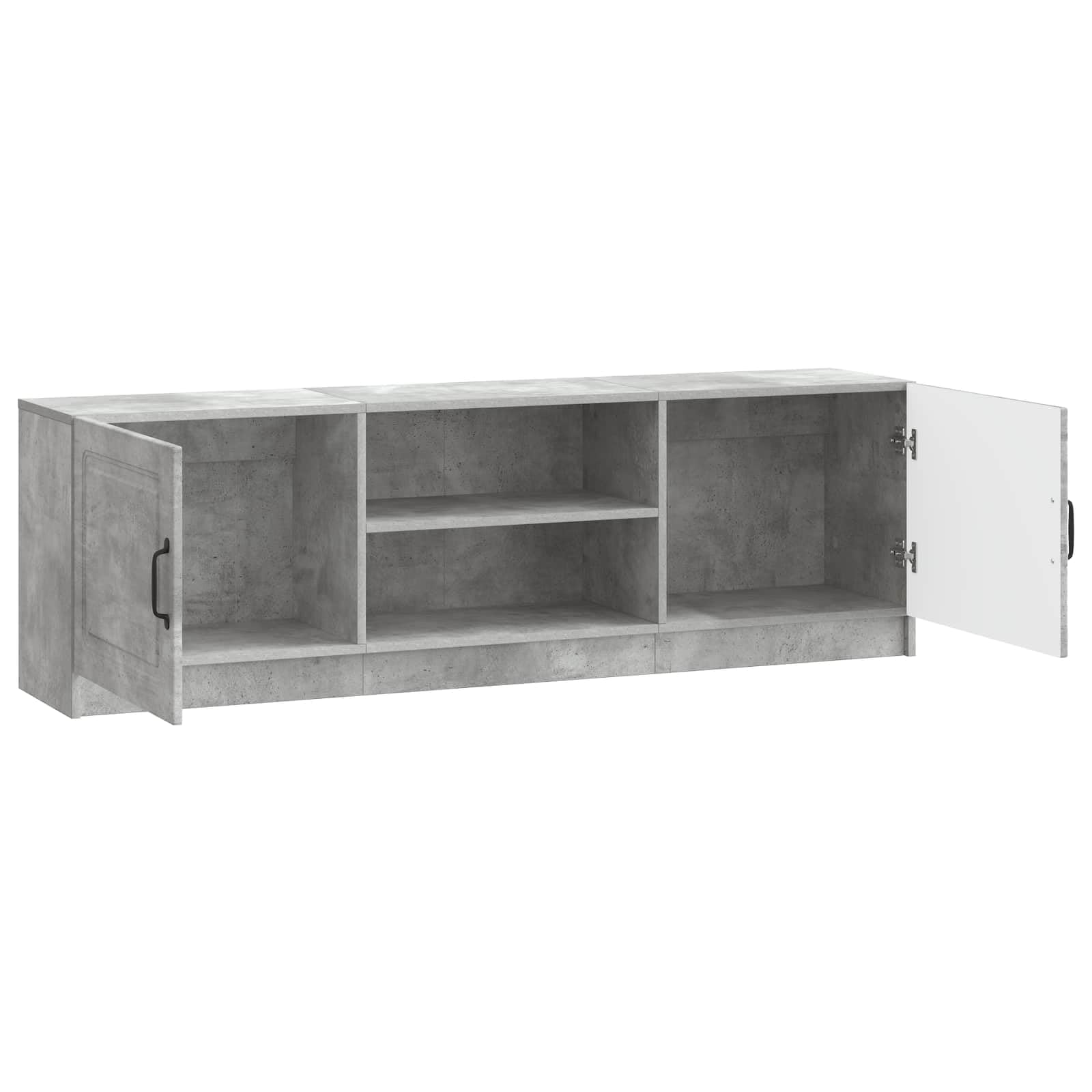 Mobile TV grigio cemento, 150 x 31 x 47 cm, mobile basso in legno, moderno, con ante oscillanti a 90 gradi e scaffale, elegante comò TV per soggiorno