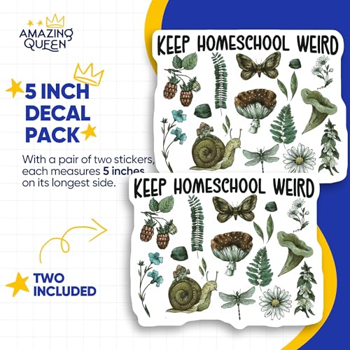Pegatinas Keep Homeschool Weird de caracol hongo de 5 pulgadas en pack de 2 5