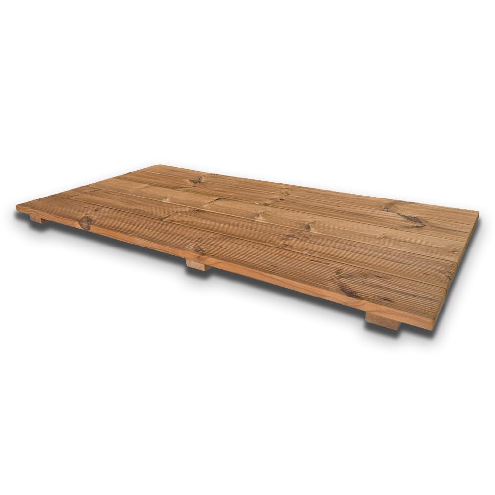 SUNWOOD Plataforma de ducha 100 x 60 cm de madera Thermo-Wood interior/exterior, con patas antideslizantes