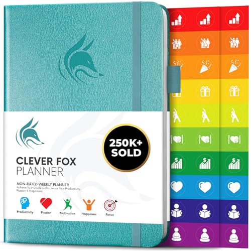 Clever Fox Planner Undated Weekly & Monthly Organizer Journal for Productivity Time Management & Goals A5 (Aquamarine)