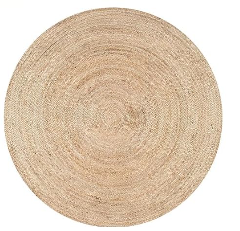 Image of Handmade Braided Natural Jute Round Doormat 60 x 60 cm Non Slip for Home decore