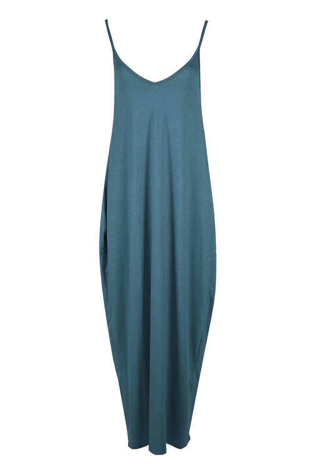 Metluq M0d4 Women's Teal Maxi Dress Cami Romper Thin Strappy Jersey Drape Lagenlook 8-26 (, Uk 24-26 Xxxl)