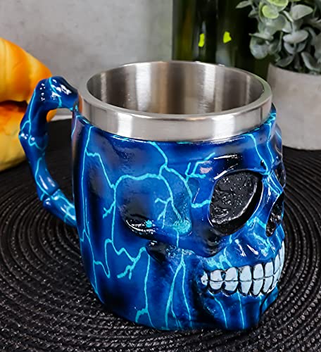 Taza de café con diseño calavera rayo azul 14 oz miniatura 2
