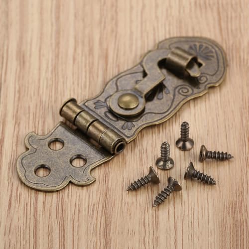 dophee 4Pcs Antique Bronze Box Hasps, Mini Decorative Latch Buckle Clasp with Screws for Wooden Box Jewelry Box Wine Gift Case Notebook Diary Lock, 71x24mm/2.8"x0.94" - Image 7