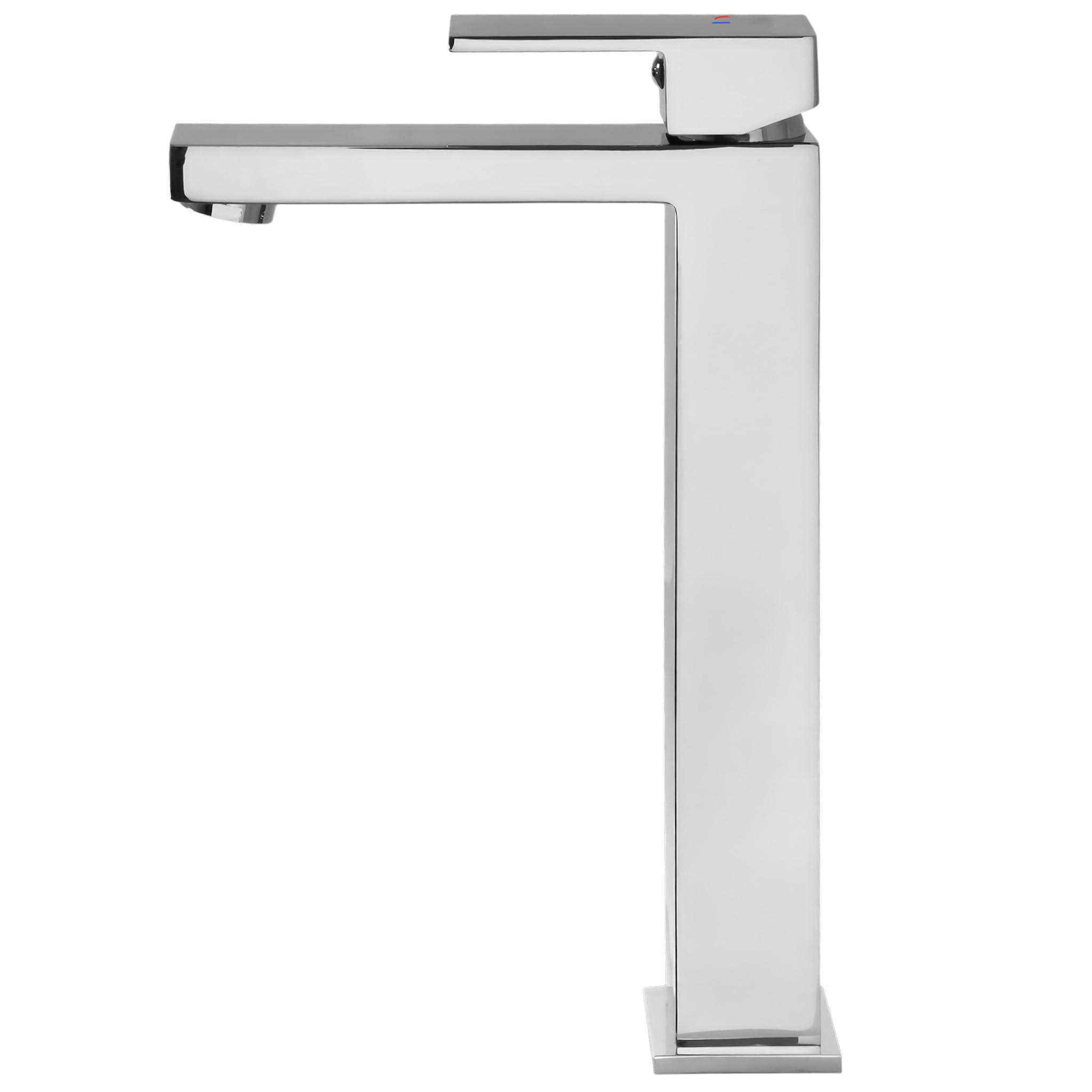 VALAZ Robinet Haut Pour Vasque Salle de Bain | Mitigeur Lavabo, Ouverture à Froid, Mélangeur Eau Froide et Chaude, Pas de Fuites, Installation Facile | Laiton, Inoxydable, Carré, Chromé, Série Muga
