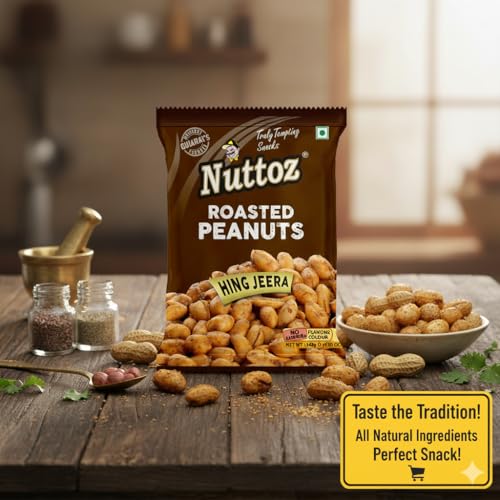 Image of Nuttoz Roasted Peanut Hing Jeera - Pack of 2 (140gm each) | Jumbo Roasted Moongfali | Non Fried Ready to Eat Healthy Snack | Crunchy Snack and Namkeen