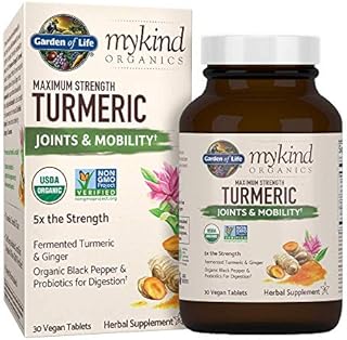 Garden of Life mykind Organics Maximum Strength Turmeric Joints & Mobility Support 30 Tablets - 500mg Curcumin (95% Curcuminoids) Black Pepper - Organic Non-GMO Vegan & Gluten Free Herbal Supplements