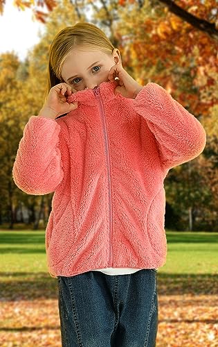 Kids Fleece Zip-up Jacket, Toddlers Warmth Outwear Coat, Boys Girls 3-12 Years2