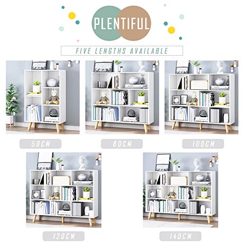 Image of IOTXY Wooden Open Shelf Bookcase - 3-Tier Bookshelf with Legs, Warm White
