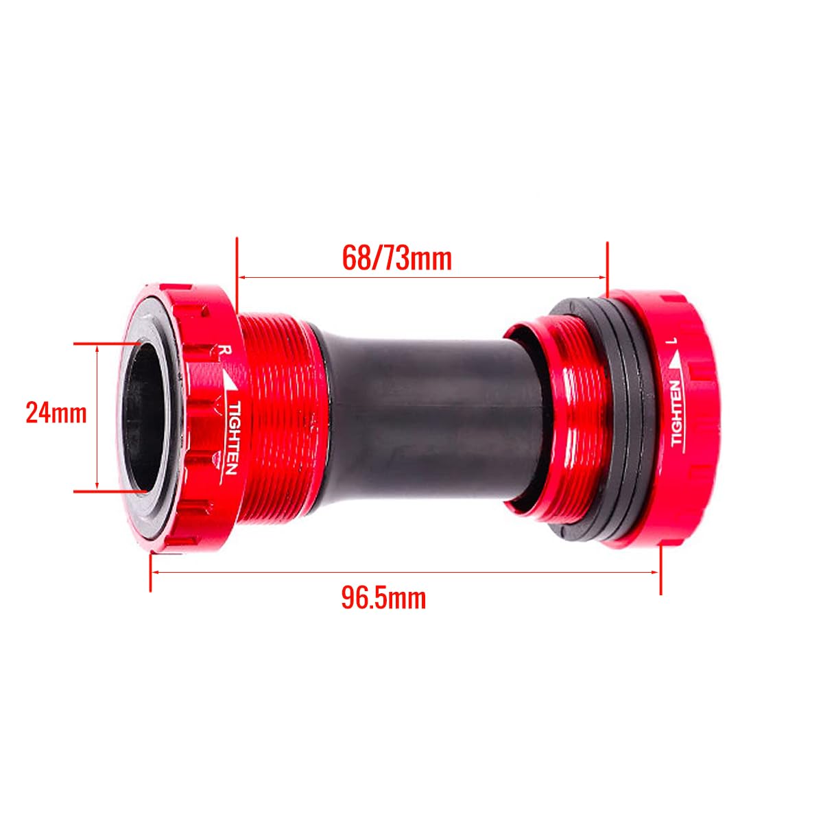 Wspornik rowerowy ze stopu aluminium 68/73 mm ze stalą Berings BSA BB do roweru szosowego MTB (czerwony)
