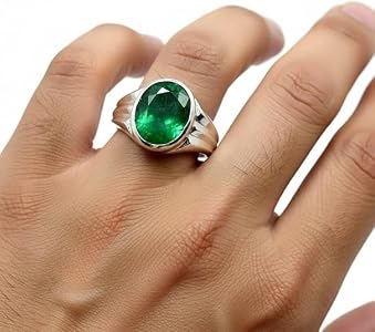 Amazon.co.jp: 55カラット本物エメラルドシルバーリングメンズの4