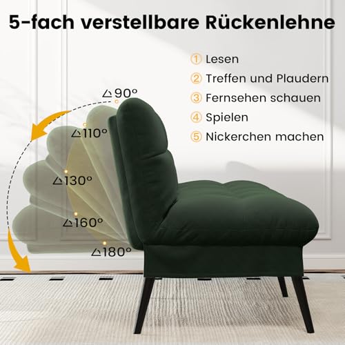 LUCKRACER Sofa 3 Sitzer Sofa Schlafsofa mit Schlaffunktion, überzug Futon Klappsofa, Bettcouch, ecksofa, Couch, 5 Verstellbare Winkel, Ideal für Wohnungen Wohnzimmer aus Stoff Grün