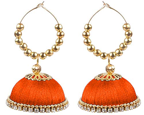 Orange Hoop Earring with Pearl Accent