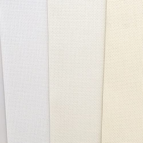 Image of KCS 3 pc of 12 inch x 18 inch 18CT Counted Cotton Aida Cloth Cross Stitch Fabric (White+Antique White+Cream)