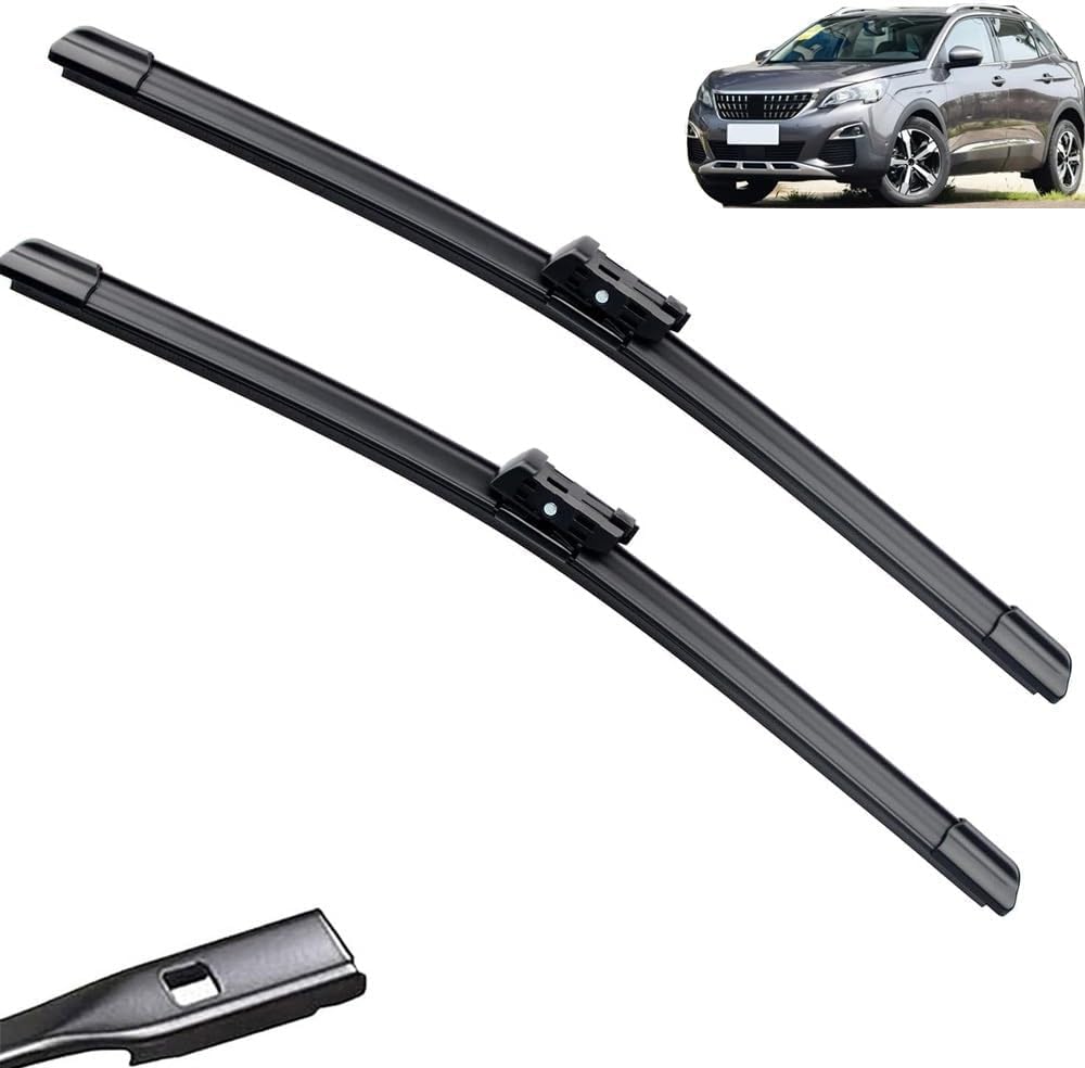 MadongJ Windshield Windscreen Wiper Blades for Peugeot 3008 Mk2 2017–2023, Replacement Blades All-Weather Performance Streak-Free Windshield Wipers