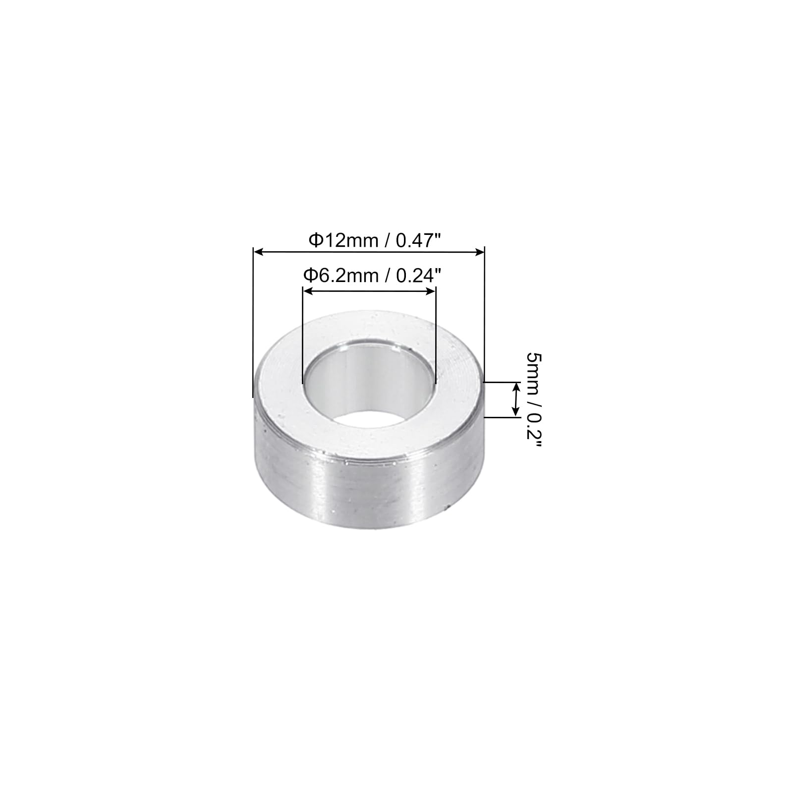PATIKIL M6 Aluminum Spacers, 6pcs 1/4" x1/2" Round Metal Spacers for 1/4 or M6 Screw Bolts - Image 2