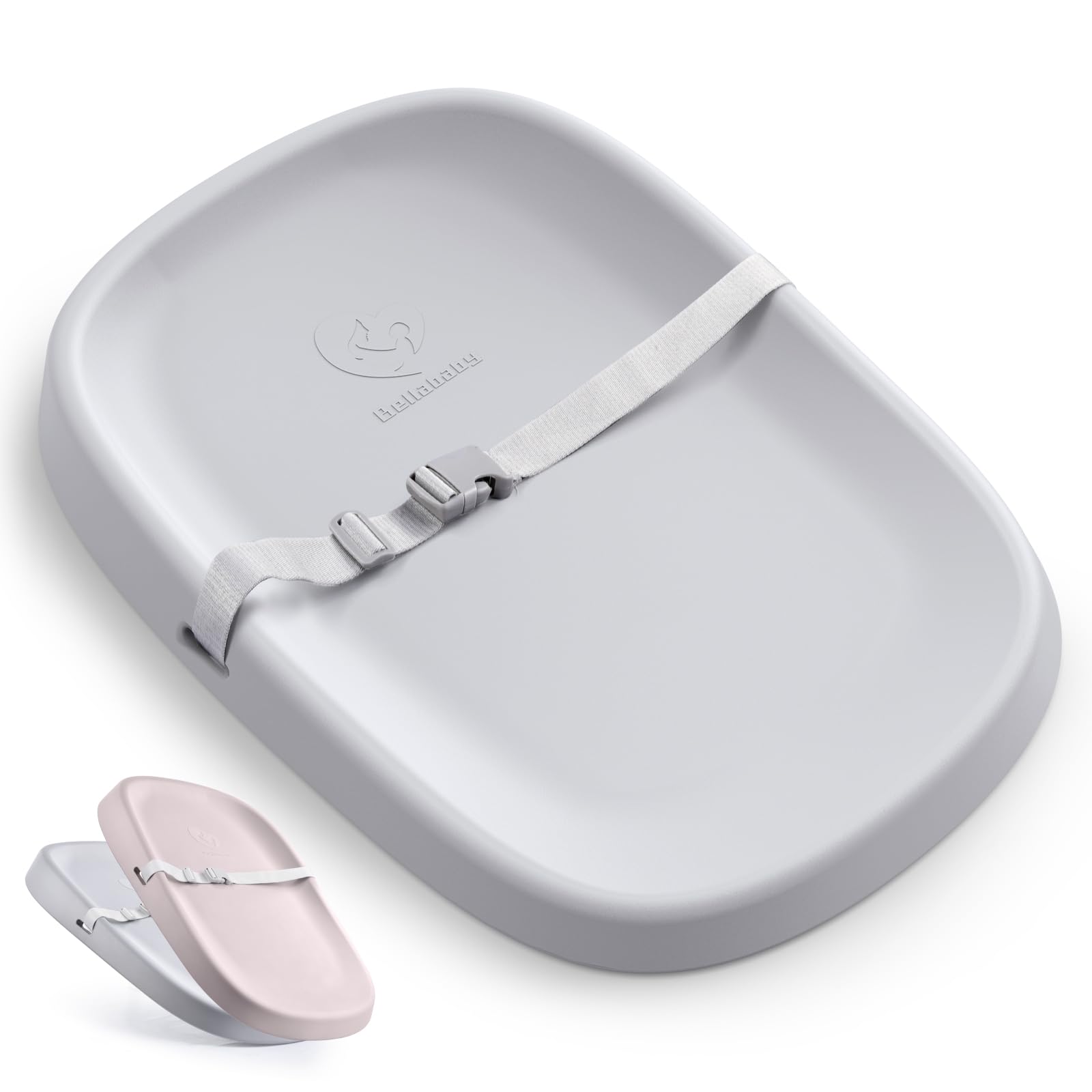 Bellababy Baby Changing Pad,Wipeable Changing Pad with Removable Safety Strap,Waterproof, Changing Table (Grey)