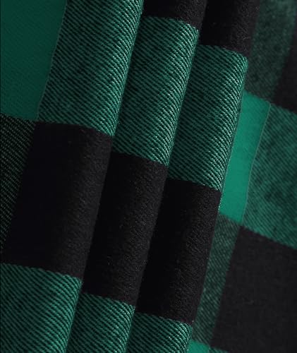 JACKETOWN Men's Flannel Long Sleeve Hoodie Shirts Casual Button Down Plaid Shirt Jackets Stylish with Pocket Green - image 6