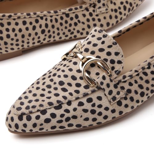 Image of Tilocow Metal Chain Loafers Flats for Women Pointed Toe Slip on Flats Dressy Casual Comfortable Work Business Shoes