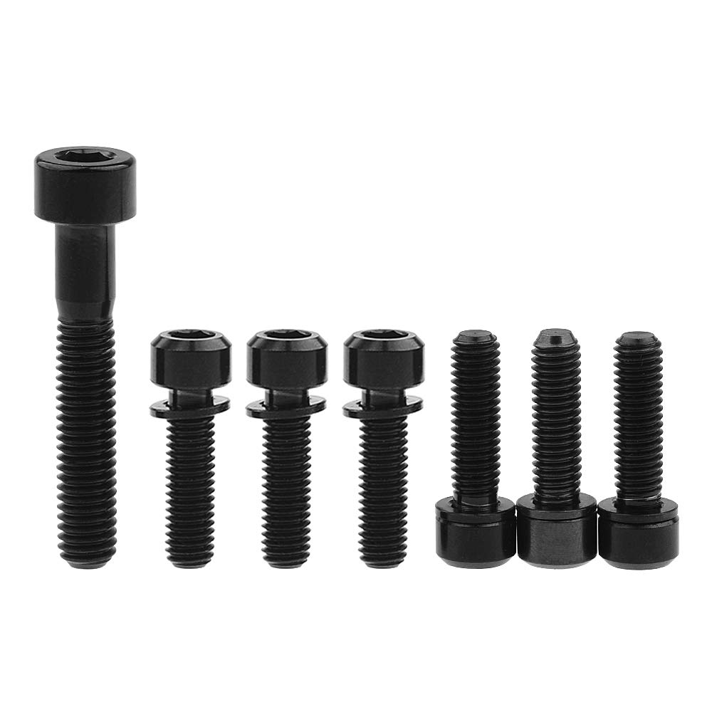 Yaruijia Titanium Bolt M6x35mm+M5x16 18 20mm Allen Head Screws with Washer Bicycle Stem Bolt Set for MTB BMX Road Bike Stem (Black, M5x16mm+M6x35mm)
