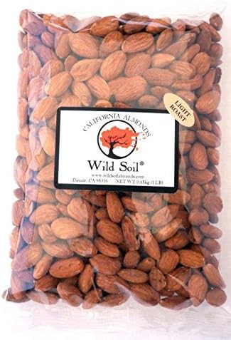 Wild Soil Almonds - Distinct and Superior to Organic, Steam Pasteurized, Probiotic, Light Roasted 1LB Bag