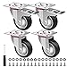 4 Stück Transportrollen Schwerlastrollen Lenkrollen 75 mm mit Bremsen und Schrauben 360 Rotationsgrad Möbelrollen Apparaterollen Rollen Tragfähigkeit für Palettenmöbel 600KG/Set Schwarz