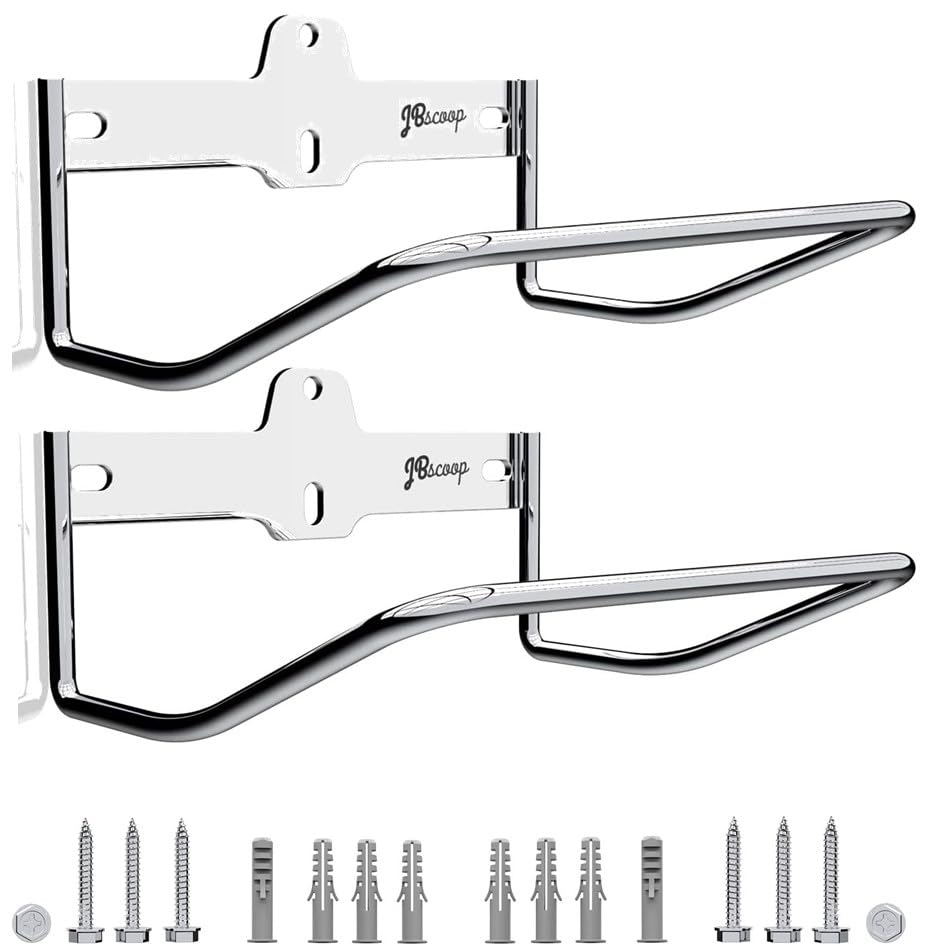 Image of JBscoop 2 Ladder Hooks Wall Mount for Ladder Storage Strollers and Folding Chair, Heavy Duty Lader Holder Rust Proof SS304 (2)