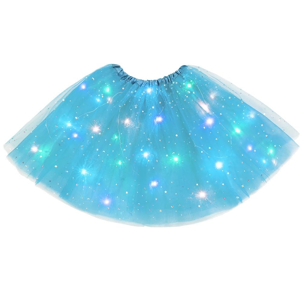URAQT Tüllrock Damen LED Tütü Erwachsene, Tutu Rock LED, Minirock Mit Lichter für Fasching Karneval Motto Party Ballett Tanzen Fancy Dress Halloween Kostüm, 40CM